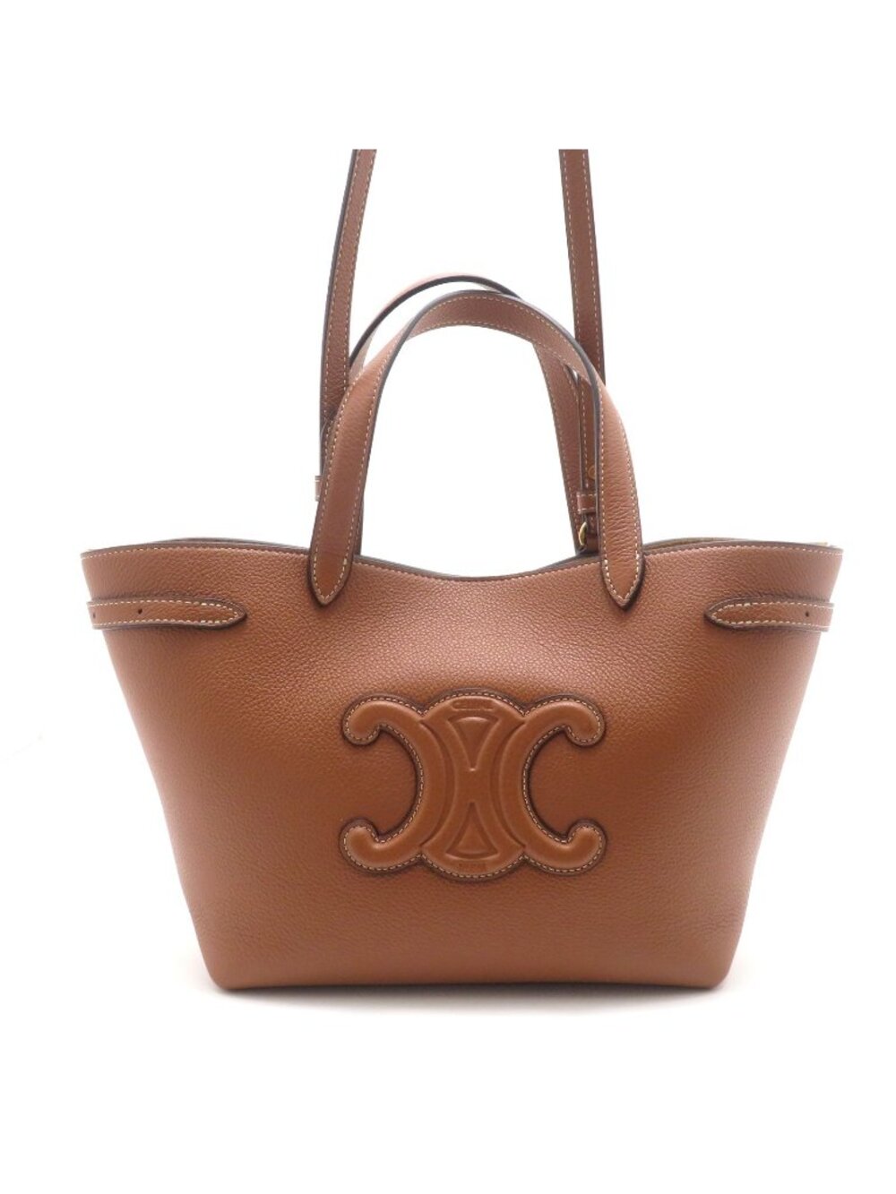 Celine Cuir Triomphe Mini Cabas Anais Tan Grain Calfskin Shoulder Bag Leather